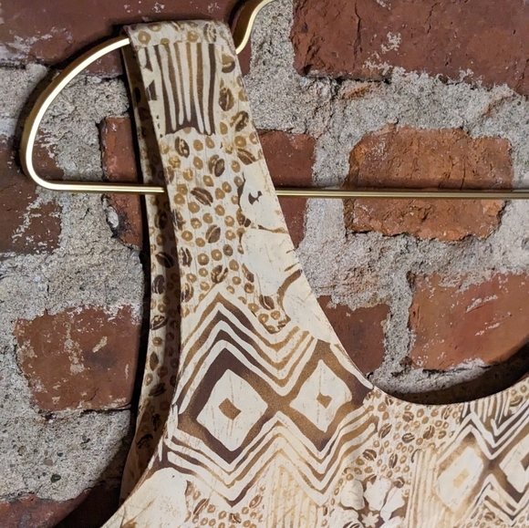 100% Silk Size 8 Tan & Cream Coffee Bean Bohemian‎ Tank Top - Picture 4 of 8